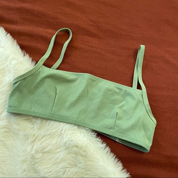NWOT new without tags ASOS design square bandeau crop bikini top khaki womens  6 - Picture 1 of 4